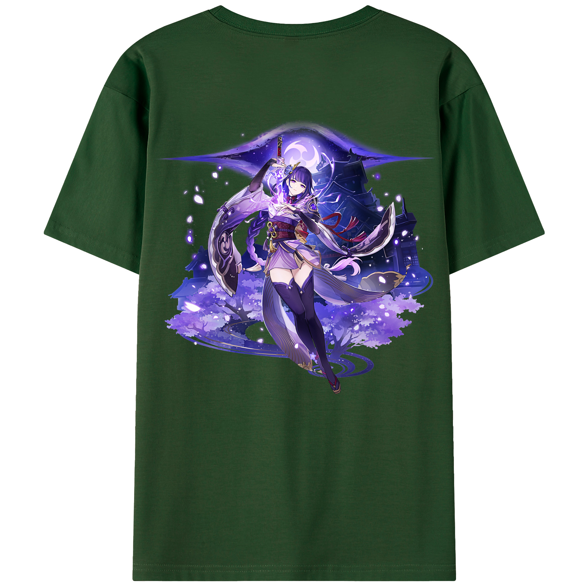 げんし神 雷電将軍 らいでんしょうぐん genshin Raiden Shogun 綿100％半袖Tシャツ（背面プリント）